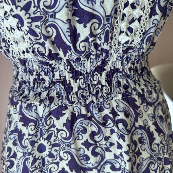 Temptation Positano Ieranto Dress Ceramica Blue Linen Size Medium - Picture 6 of 13